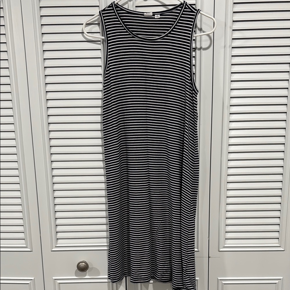 GAP navy blue striped Casual Sleeveless Sheath Midi Dress